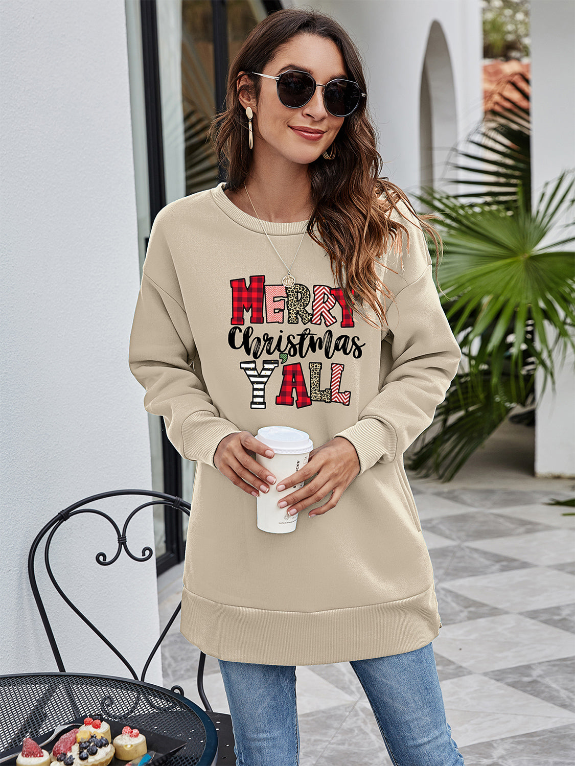 MERRY CHRISTMAS Y'ALL Graphic Sweatshirt BLUE ZONE PLANET