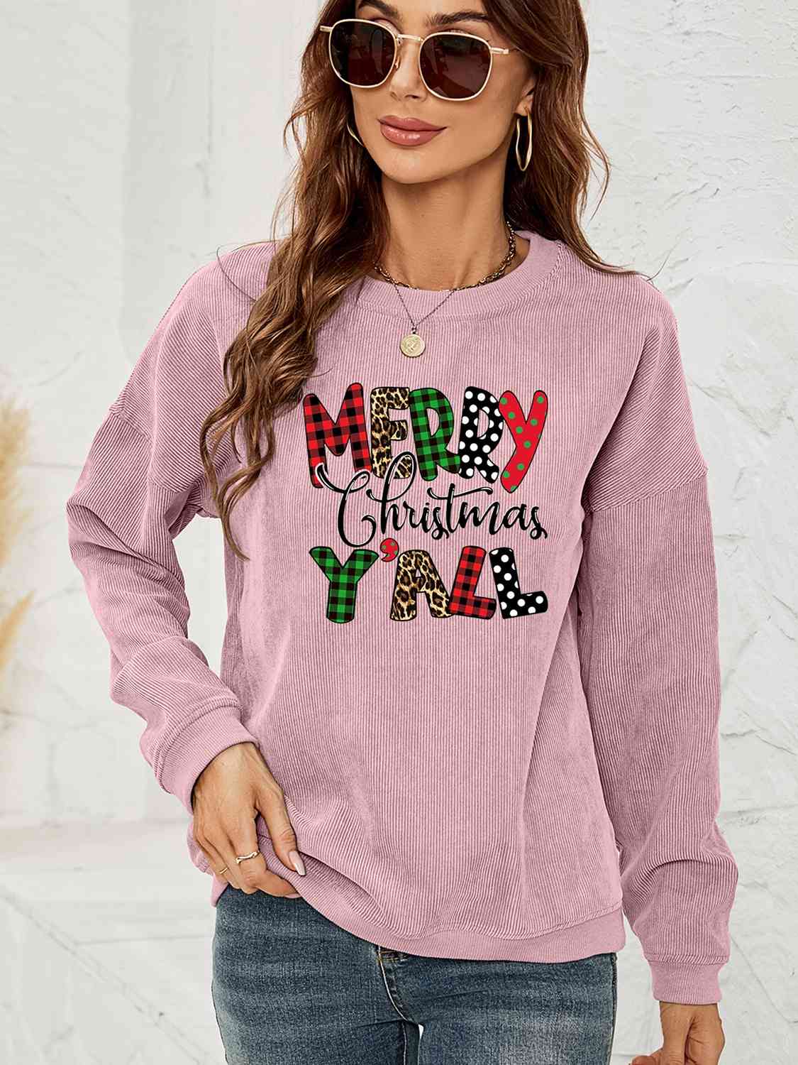 MERRY CHRISTMAS Y'ALL Graphic Sweatshirt BLUE ZONE PLANET