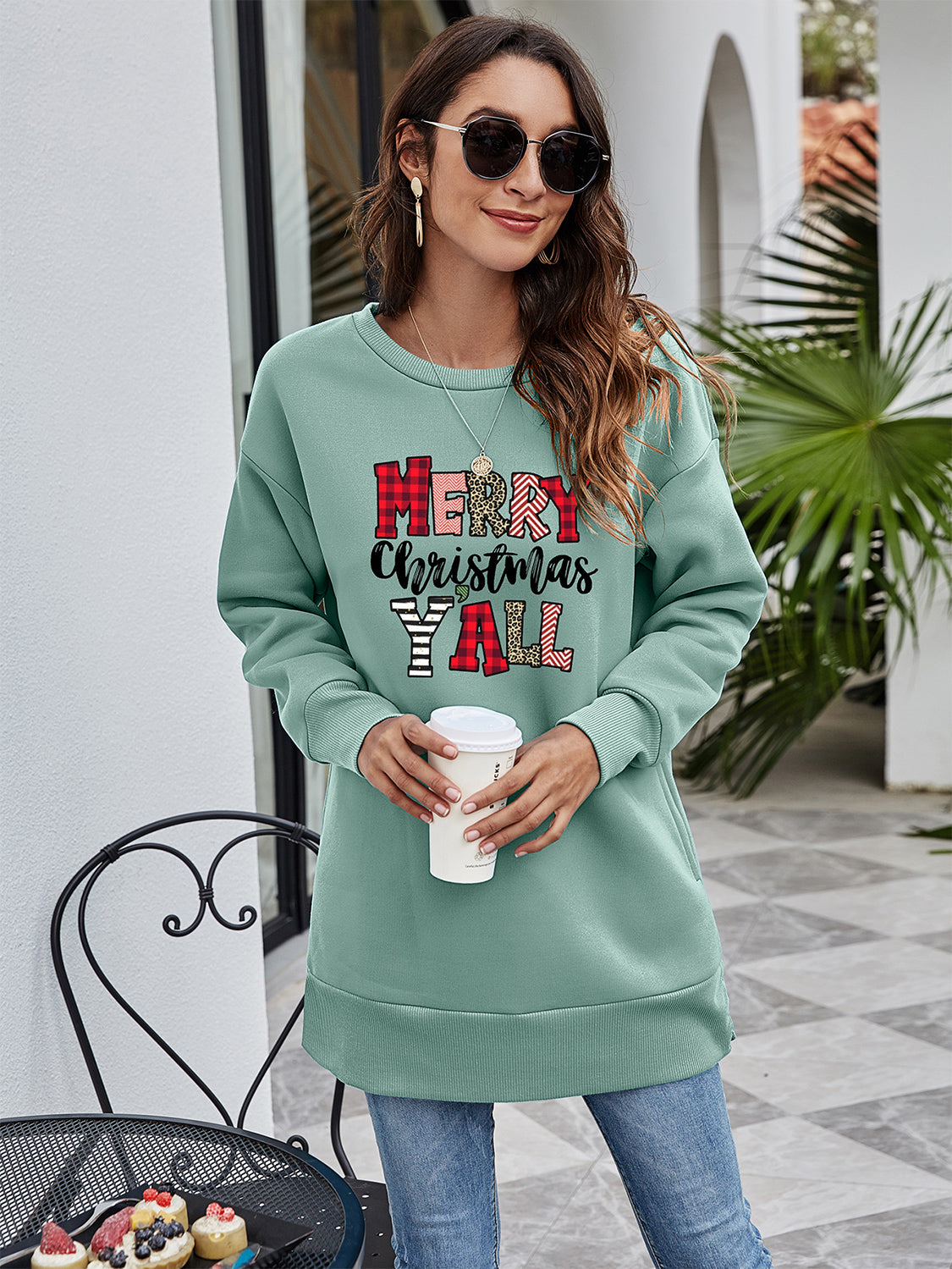 MERRY CHRISTMAS Y'ALL Graphic Sweatshirt BLUE ZONE PLANET