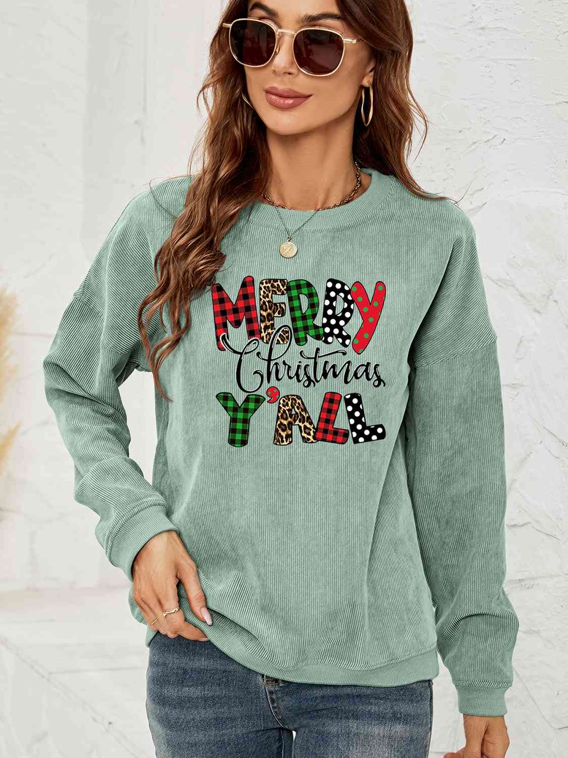 MERRY CHRISTMAS Y'ALL Graphic Sweatshirt BLUE ZONE PLANET