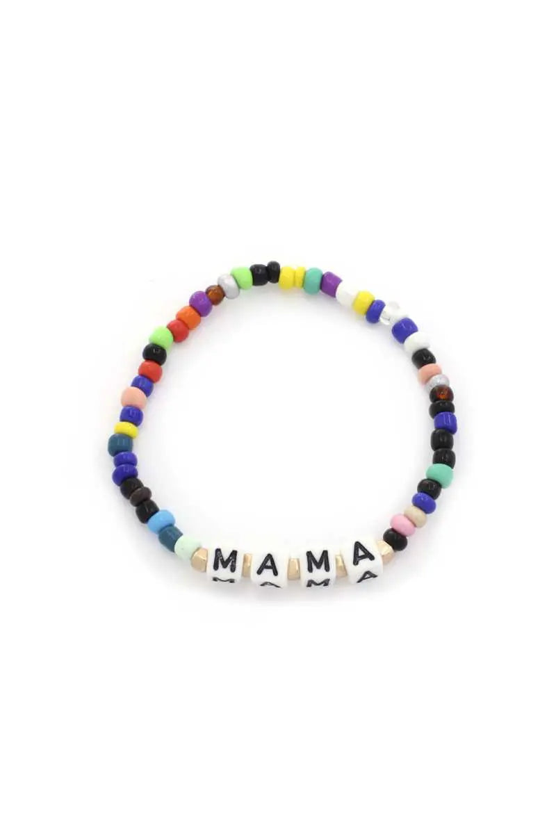 Mama Quote Beaded Stretch Bracelet Blue Zone Planet