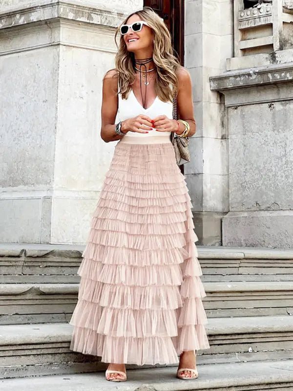 Mesh Cake Swing Multi-layer Skirt kakaclo