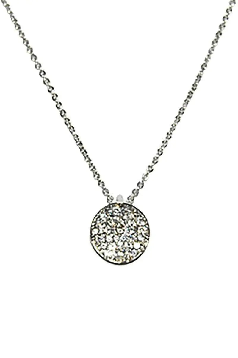Metal Chain Rhinestone Round Pendant Necklace Blue Zone Planet