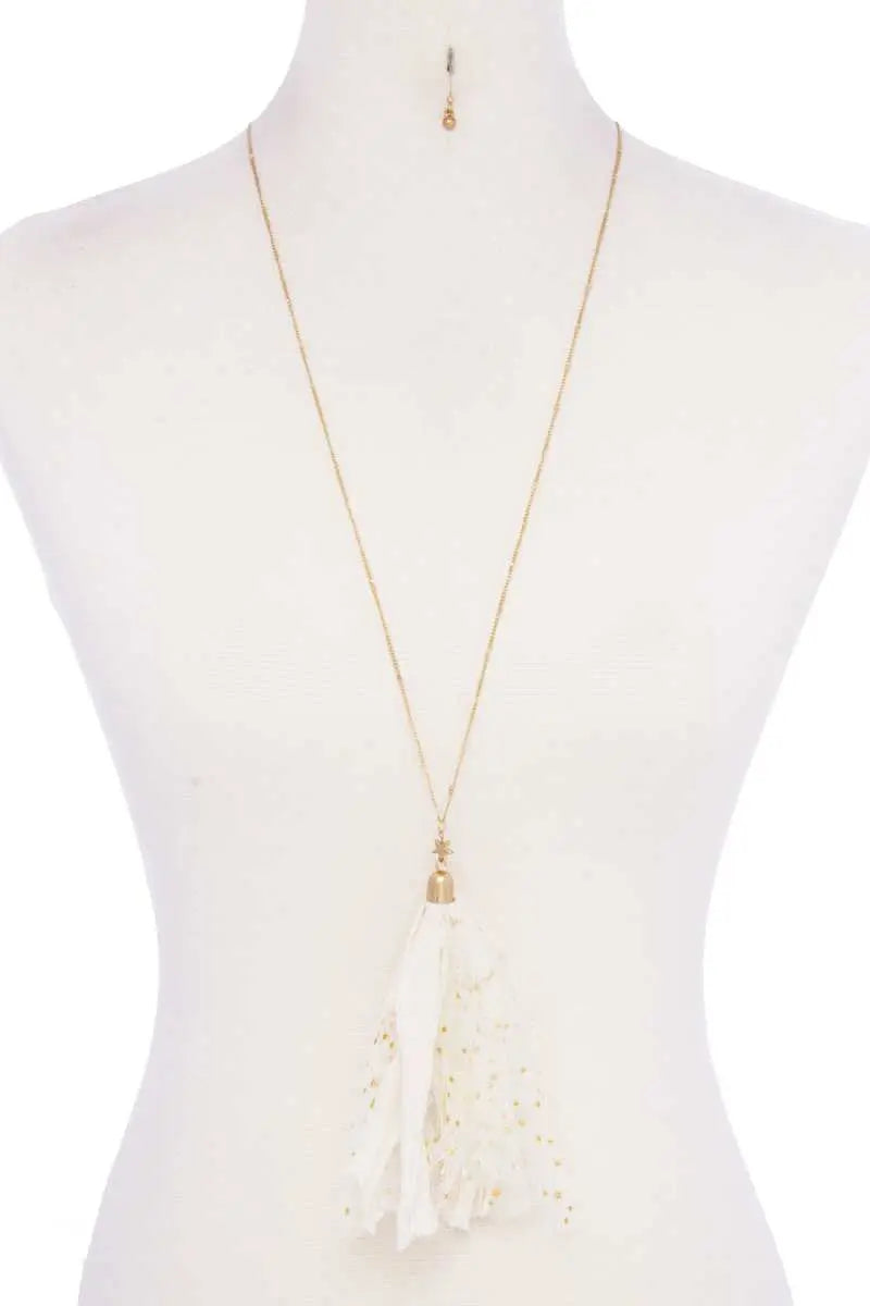 Metallic Stars Tulle Tassel Necklace Blue Zone Planet