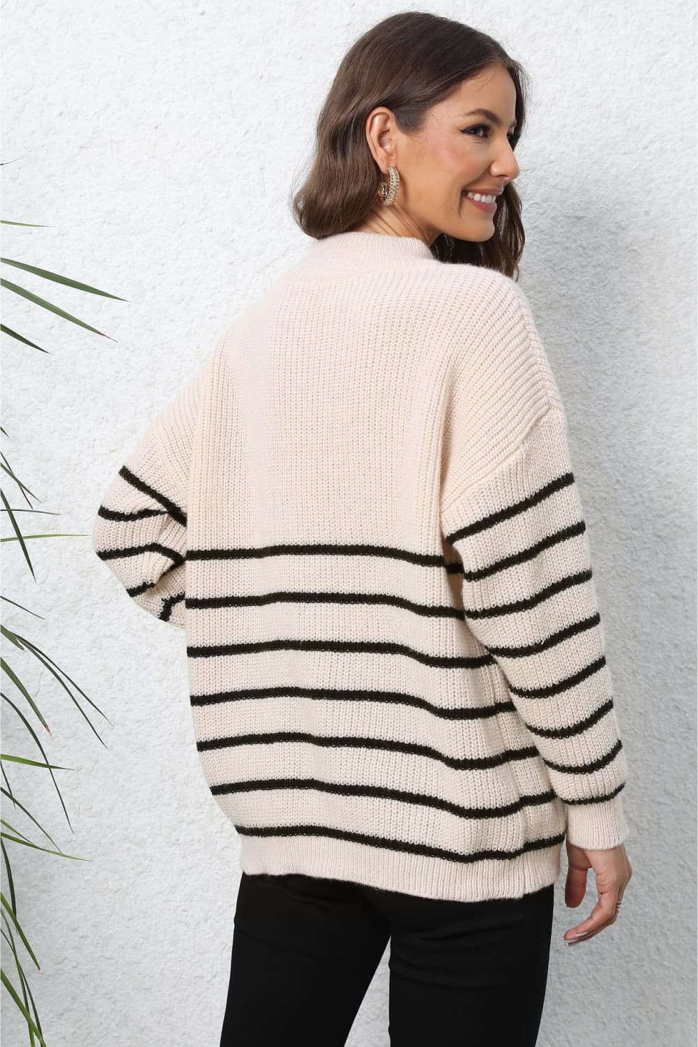 Mock Neck Long Sleeve Zip-Up Sweater BLUE ZONE PLANET
