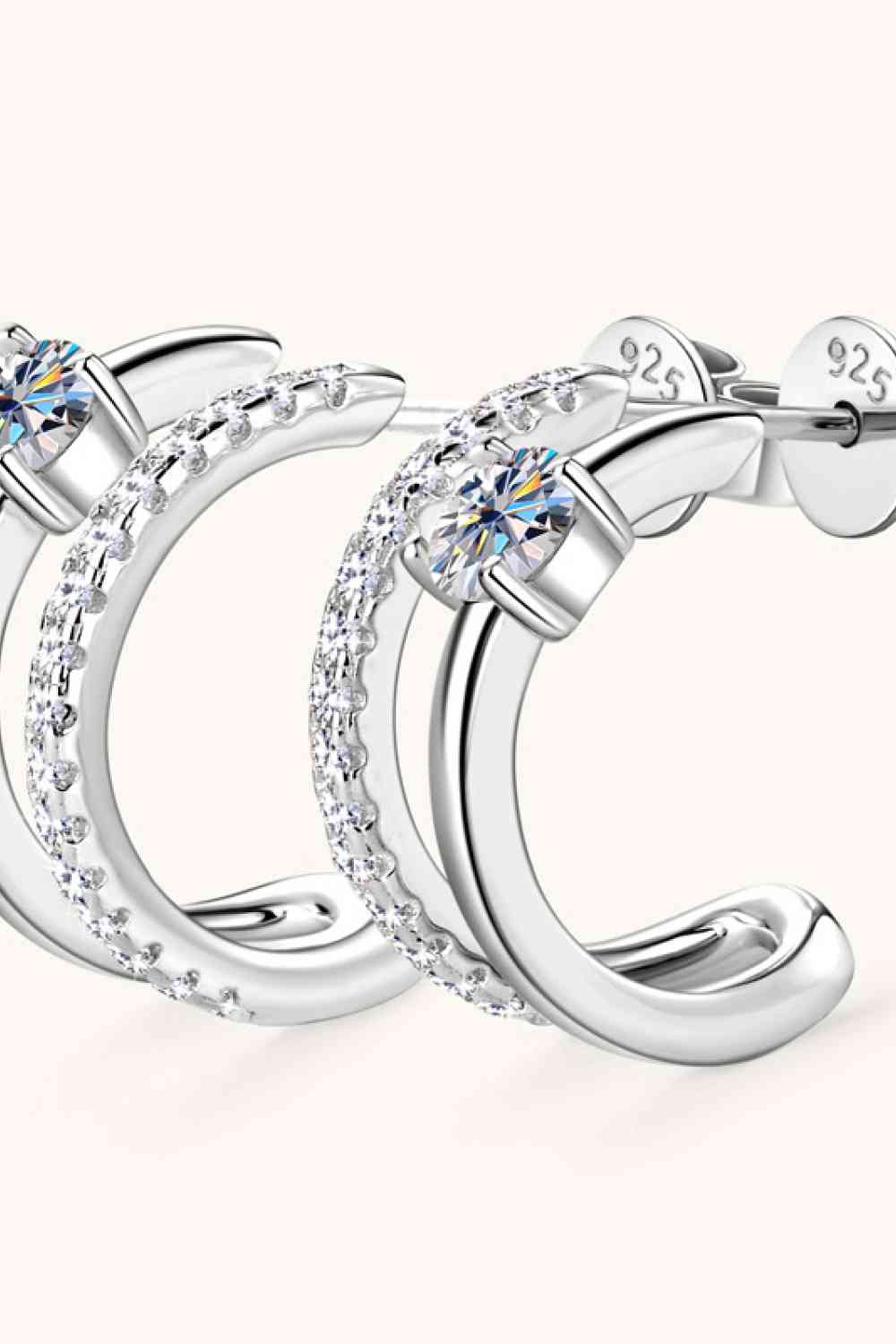 Moissanite 925 Sterling Silver C-Hoop Earrings BLUE ZONE PLANET