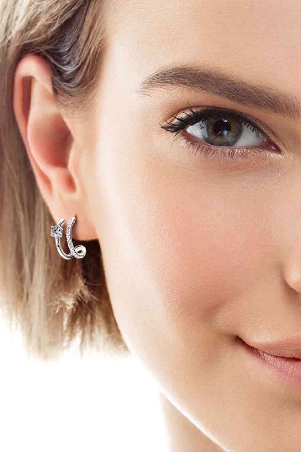 Moissanite 925 Sterling Silver C-Hoop Earrings BLUE ZONE PLANET