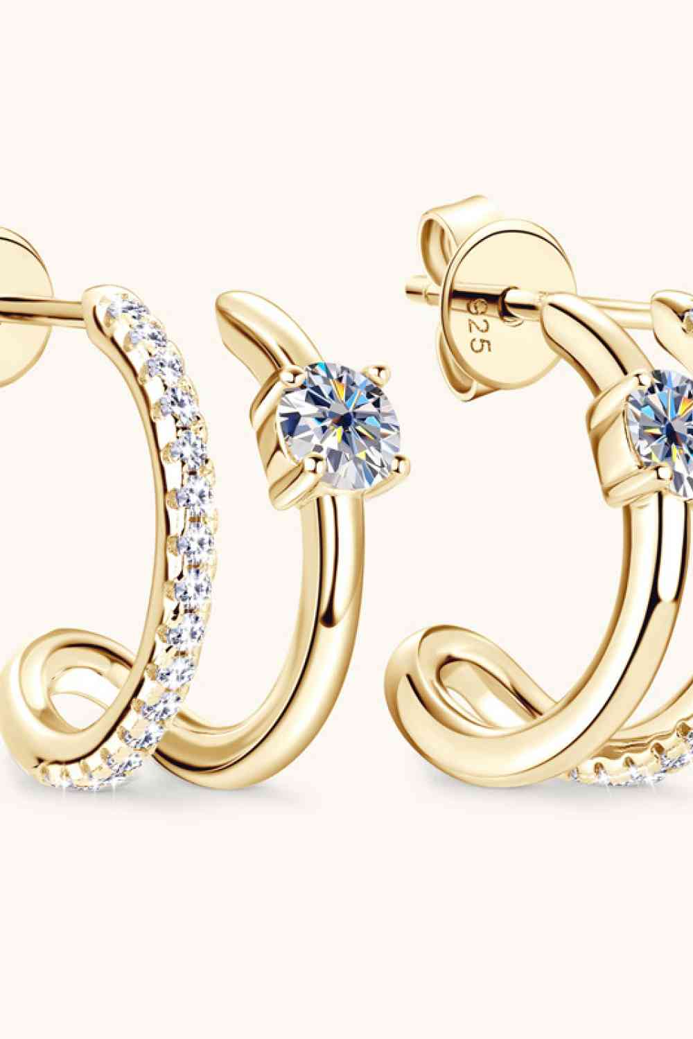 Moissanite 925 Sterling Silver C-Hoop Earrings BLUE ZONE PLANET