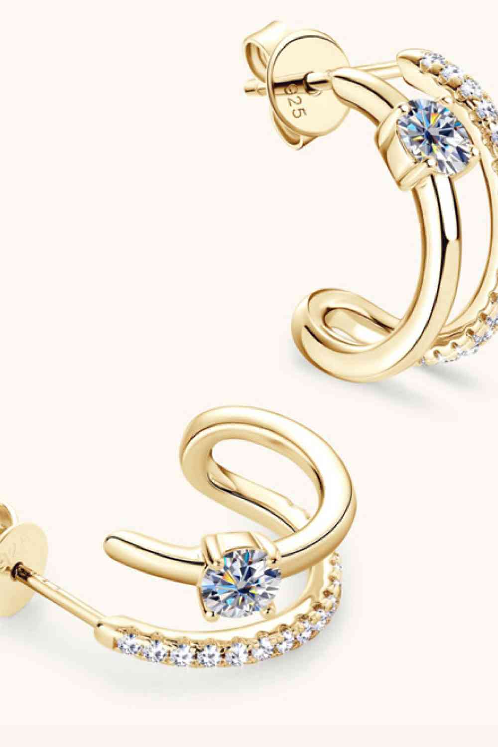 Moissanite 925 Sterling Silver C-Hoop Earrings BLUE ZONE PLANET
