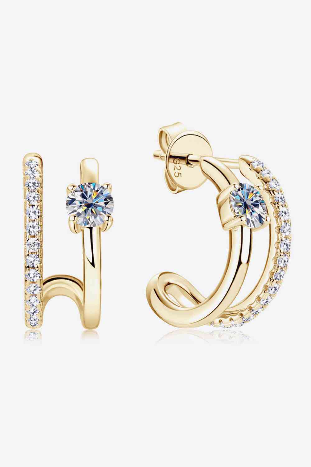 Moissanite 925 Sterling Silver C-Hoop Earrings BLUE ZONE PLANET