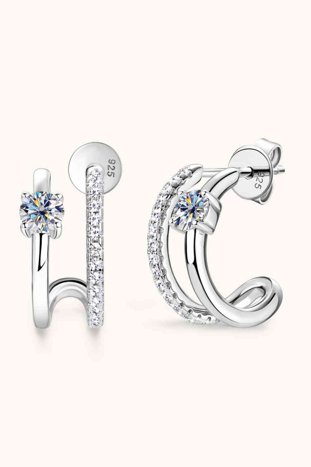 Moissanite 925 Sterling Silver C-Hoop Earrings BLUE ZONE PLANET