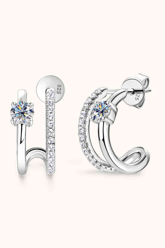 Moissanite 925 Sterling Silver C-Hoop Earrings BLUE ZONE PLANET