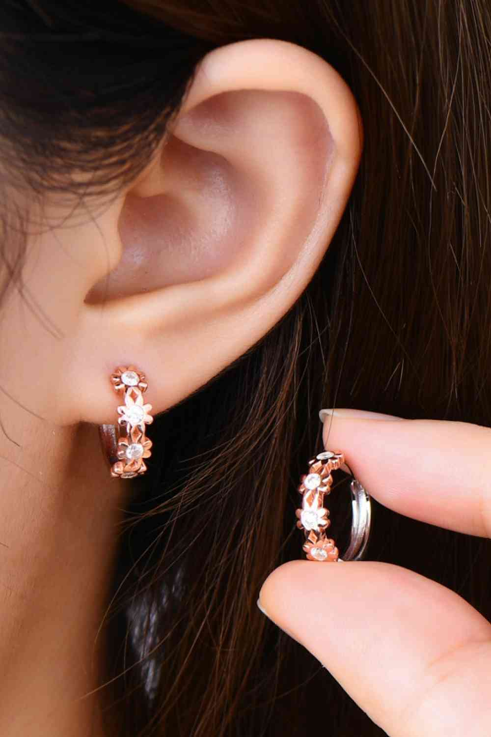 Moissanite 925 Sterling Silver Huggie Earrings BLUE ZONE PLANET