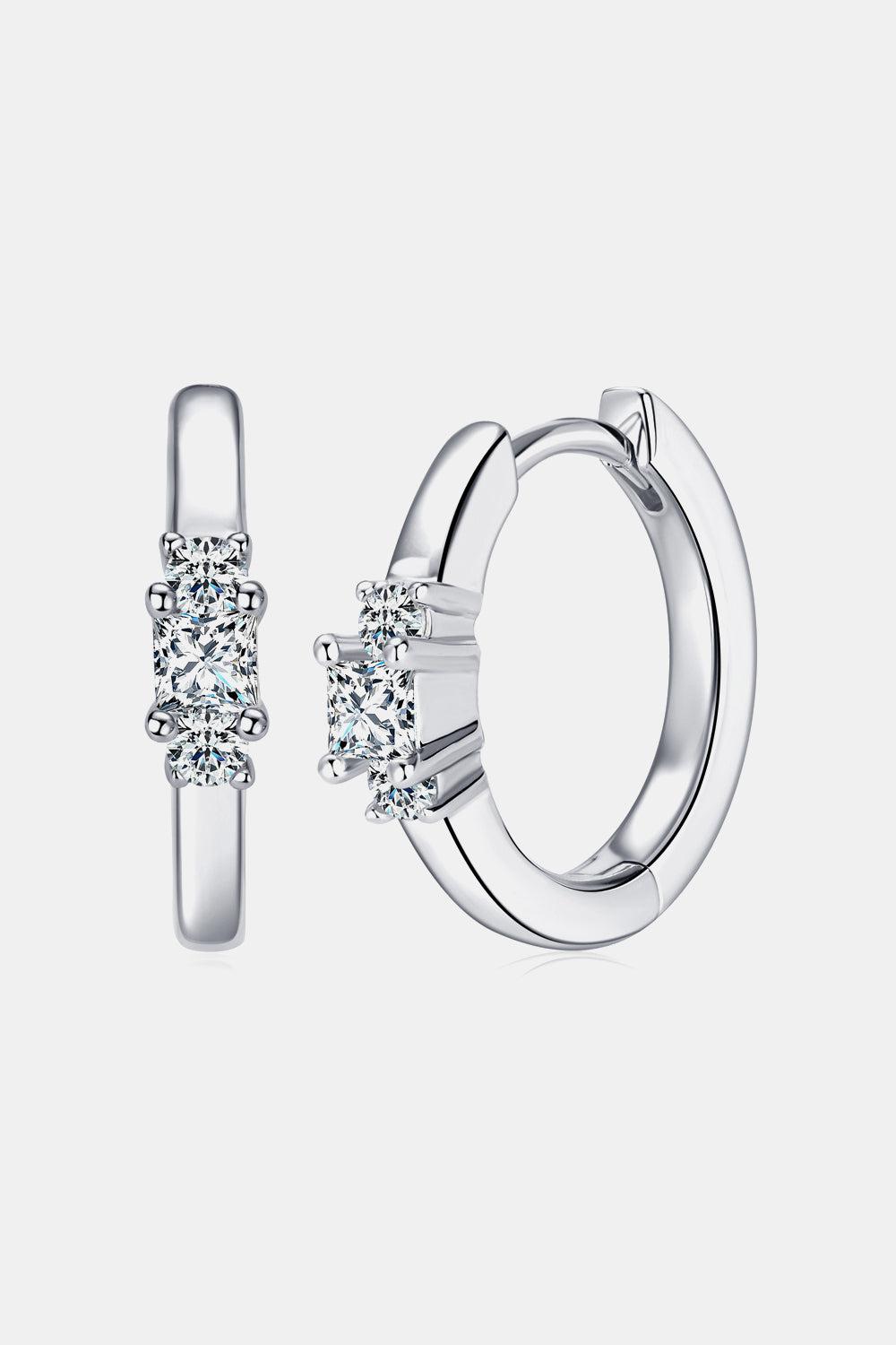 Moissanite 925 Sterling Silver Huggie Earrings BLUE ZONE PLANET