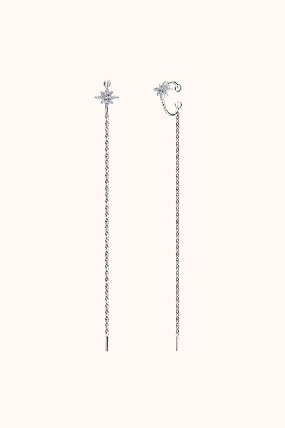 Moissanite 925 Sterling Silver Threader Earrings BLUE ZONE PLANET