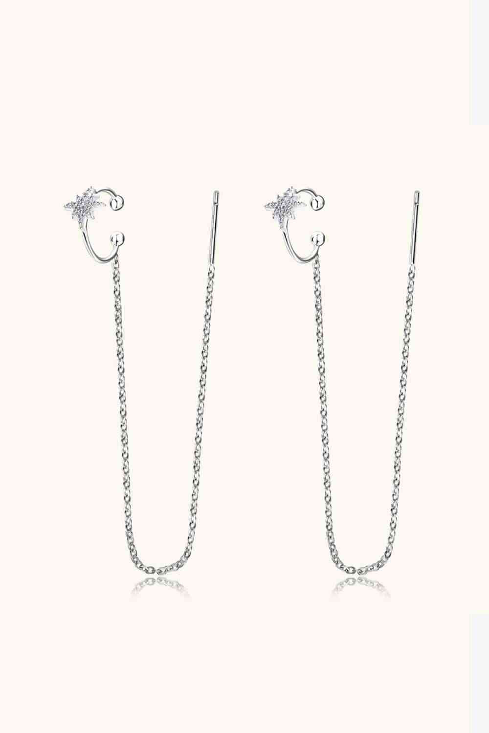 Moissanite 925 Sterling Silver Threader Earrings BLUE ZONE PLANET