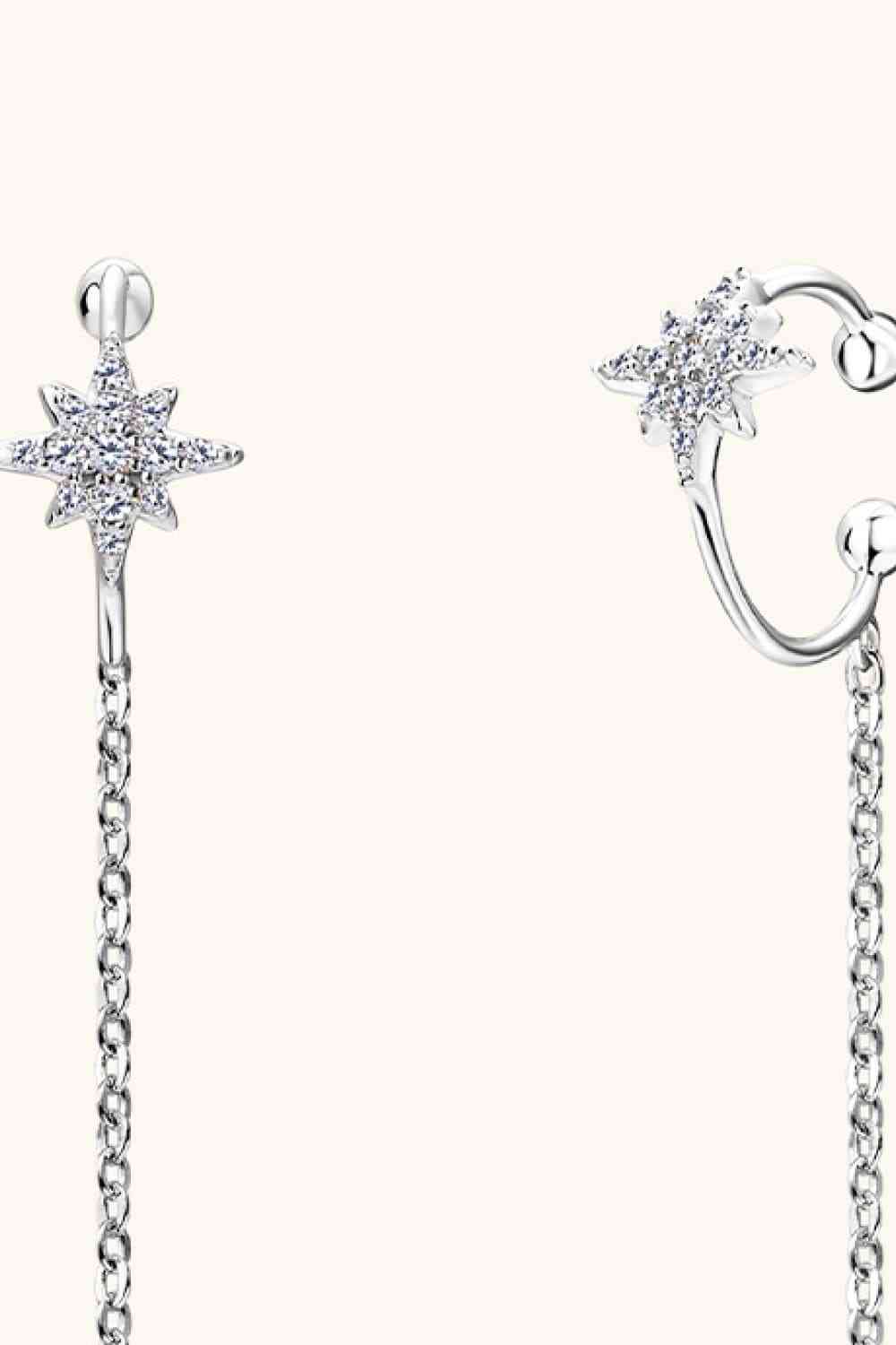 Moissanite 925 Sterling Silver Threader Earrings BLUE ZONE PLANET