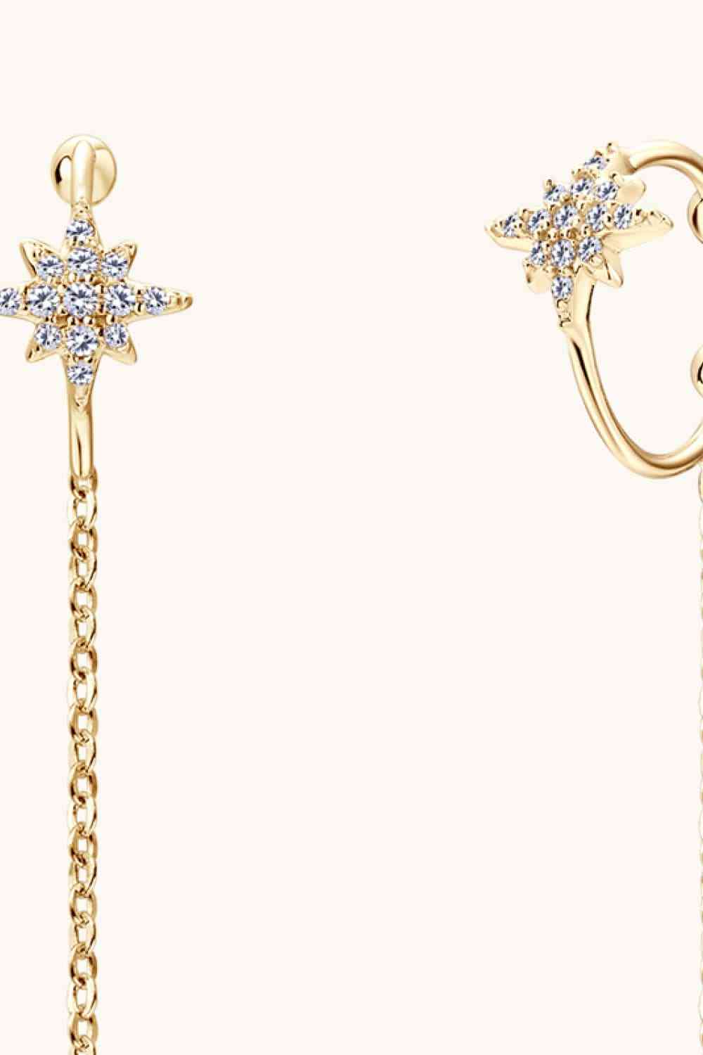 Moissanite 925 Sterling Silver Threader Earrings BLUE ZONE PLANET