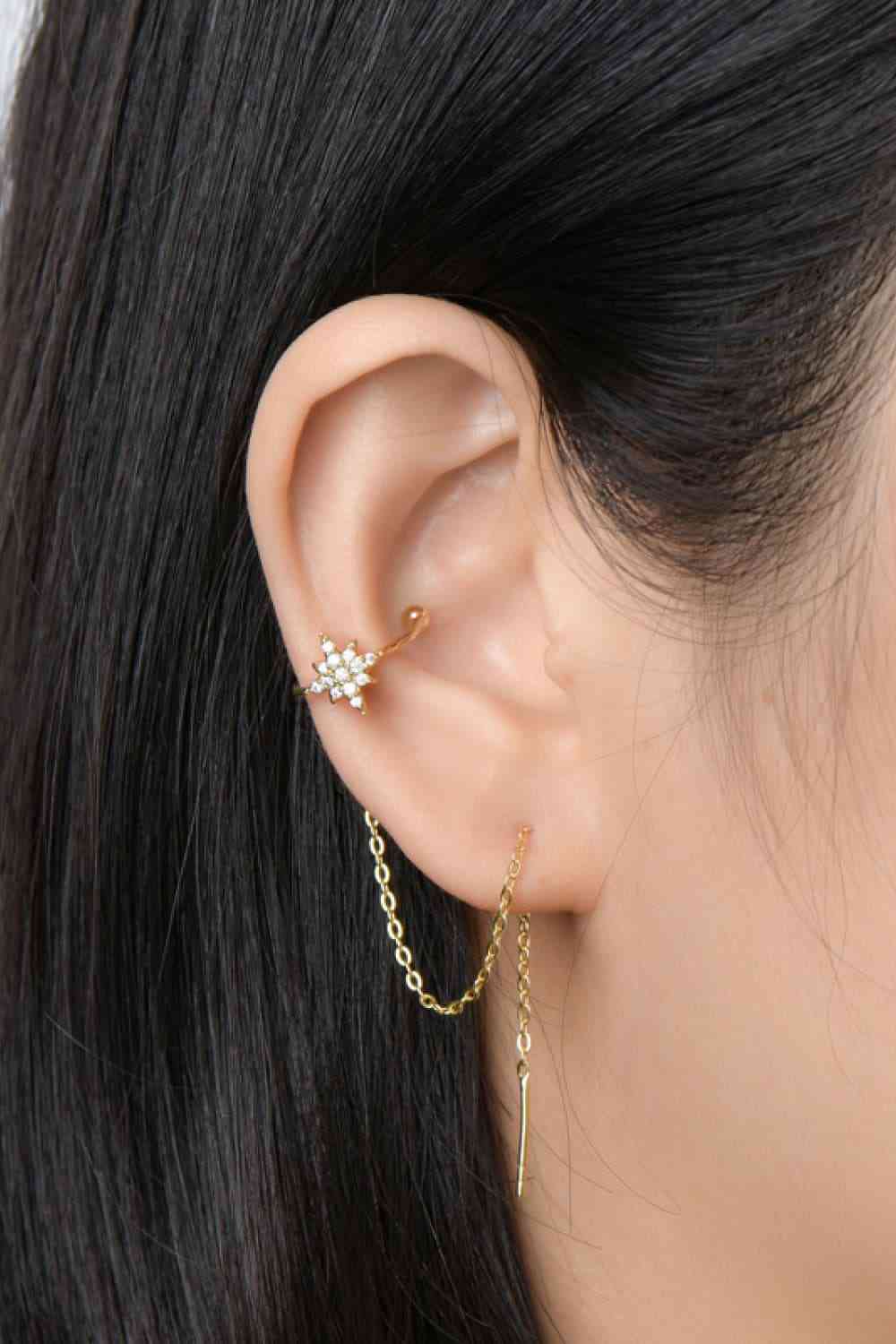 Moissanite 925 Sterling Silver Threader Earrings BLUE ZONE PLANET