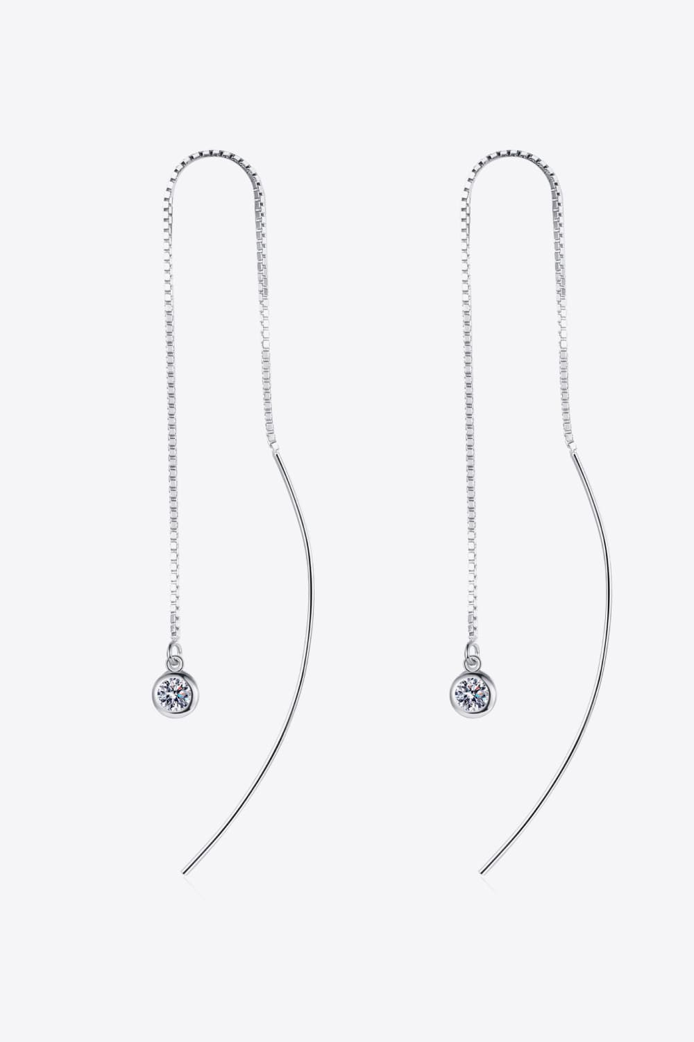 Moissanite 925 Sterling Silver Threader Earrings BLUE ZONE PLANET