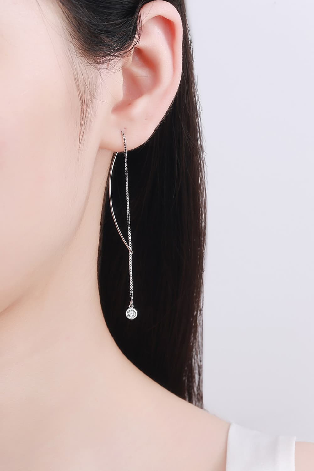 Moissanite 925 Sterling Silver Threader Earrings BLUE ZONE PLANET