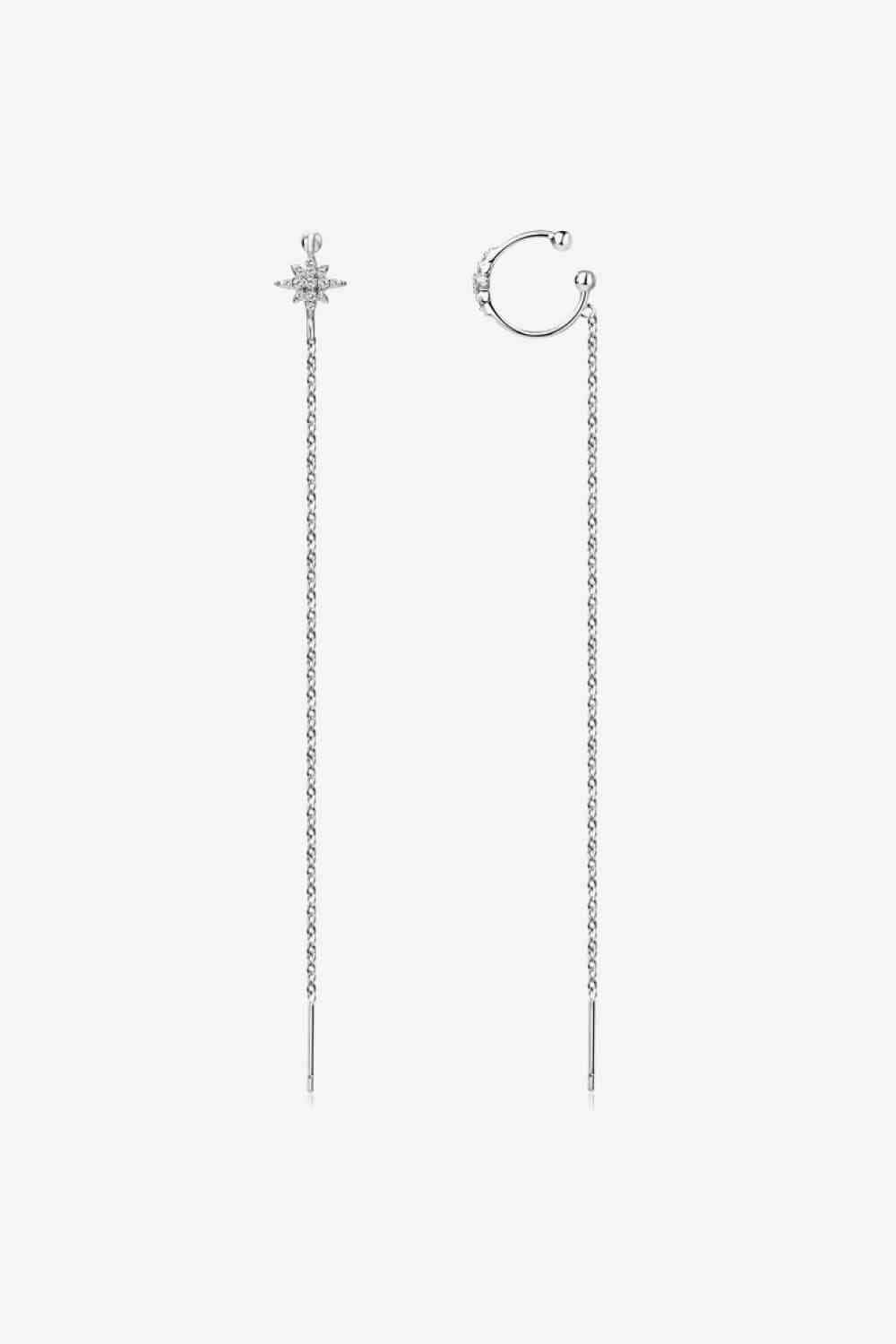 Moissanite 925 Sterling Silver Threader Earrings BLUE ZONE PLANET