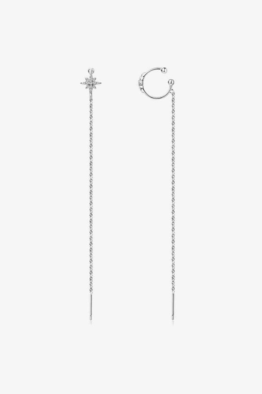 Moissanite 925 Sterling Silver Threader Earrings BLUE ZONE PLANET