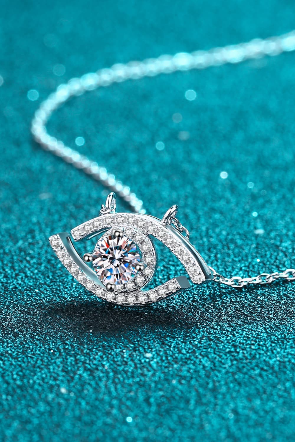 Moissanite Evil Eye Pendant 925 Sterling Silver Necklace BLUE ZONE PLANET