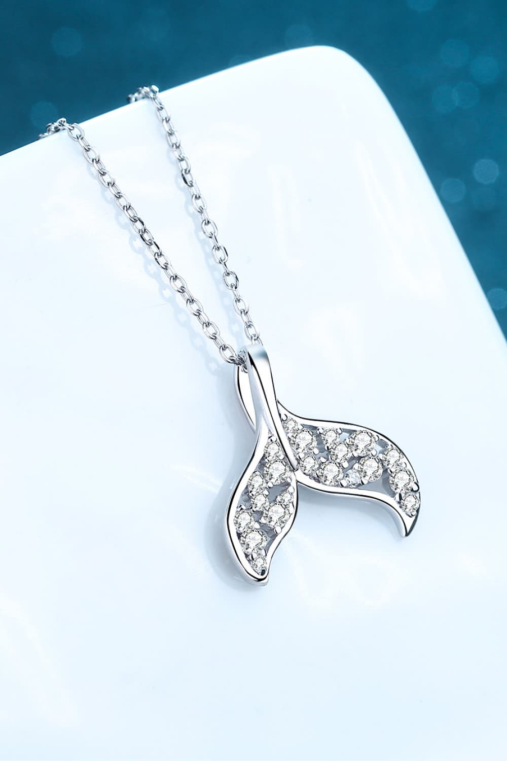 Moissanite Fishtail Pendant 925 Sterling Silver Necklace BLUE ZONE PLANET