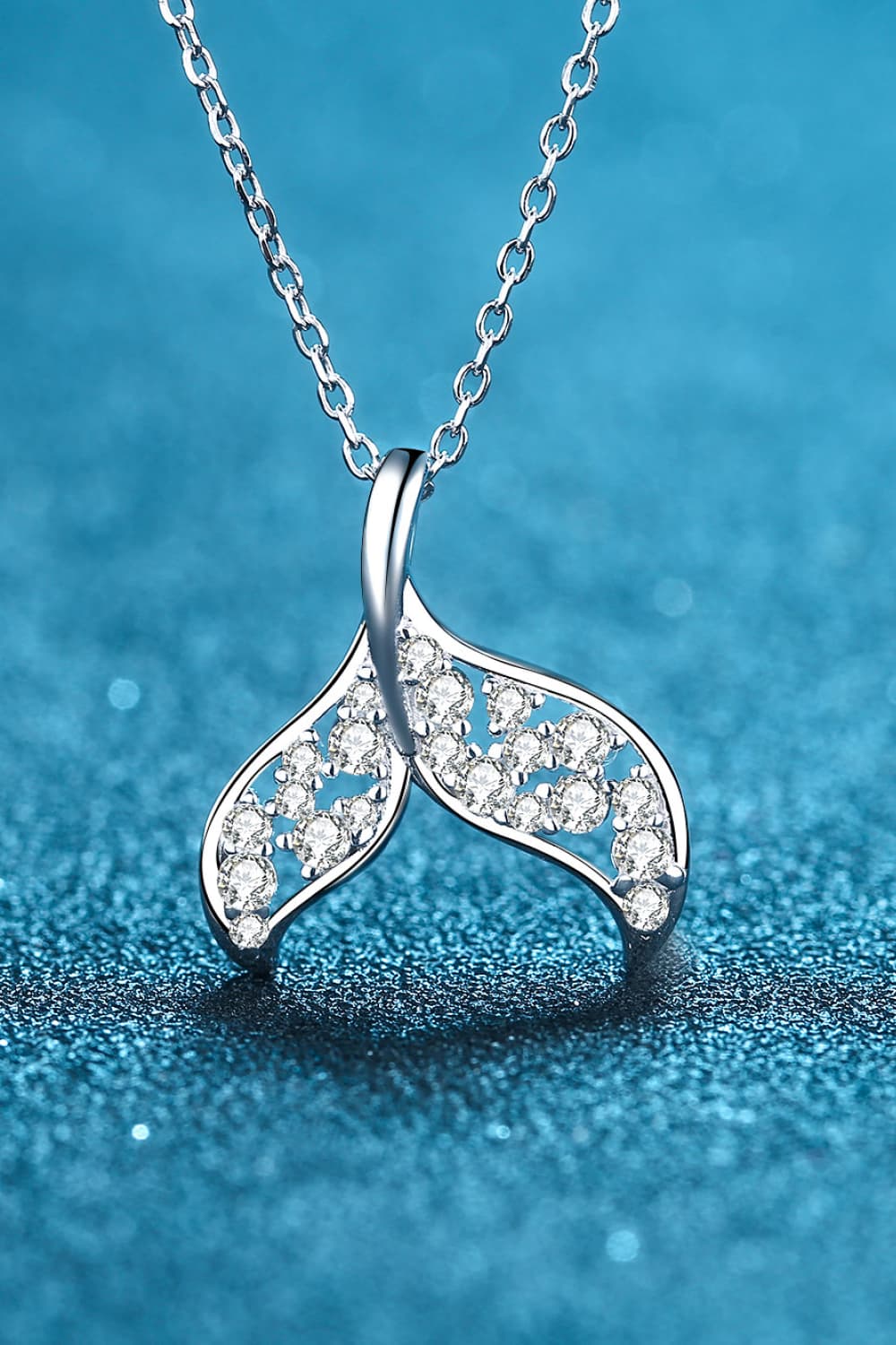 Moissanite Fishtail Pendant 925 Sterling Silver Necklace BLUE ZONE PLANET