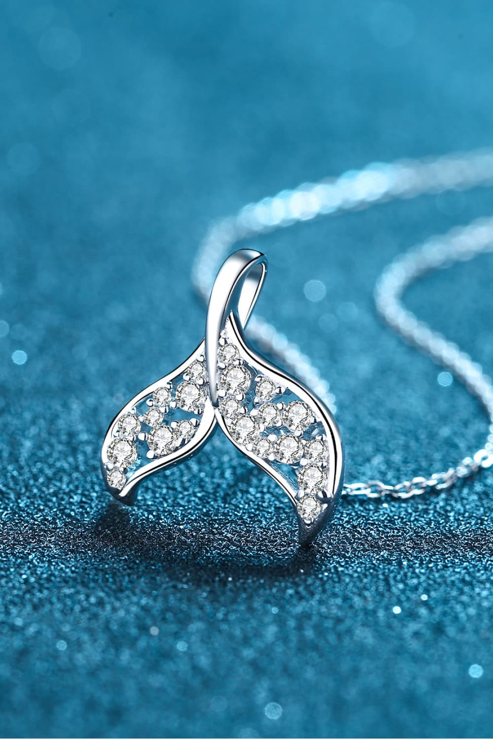 Moissanite Fishtail Pendant 925 Sterling Silver Necklace BLUE ZONE PLANET