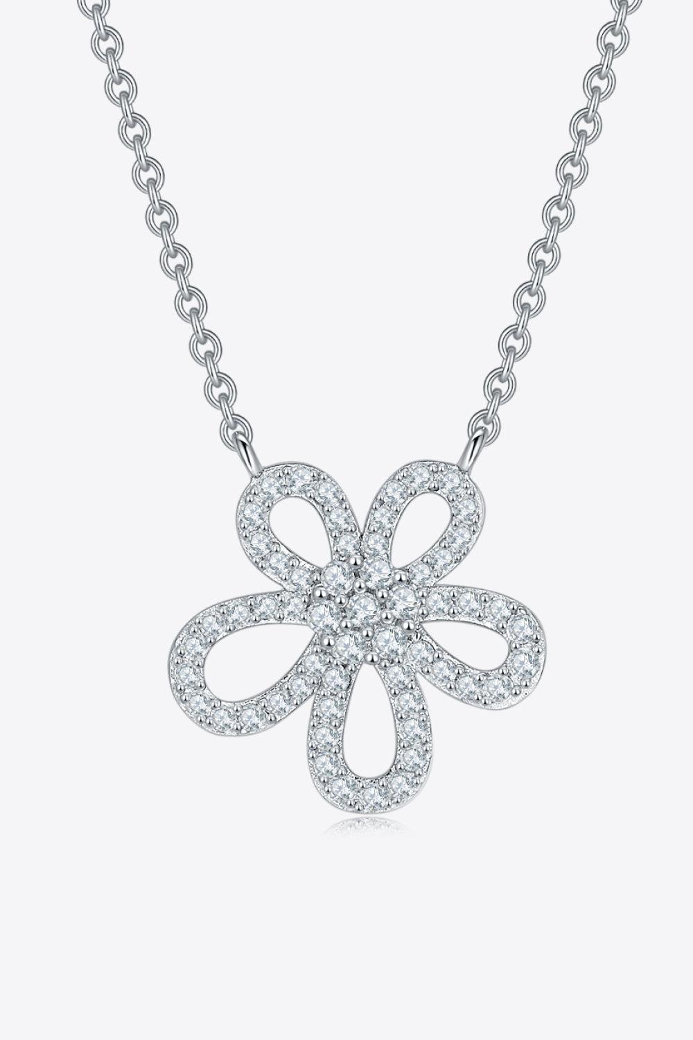 Moissanite Flower Pendant 925 Sterling Silver Necklace BLUE ZONE PLANET
