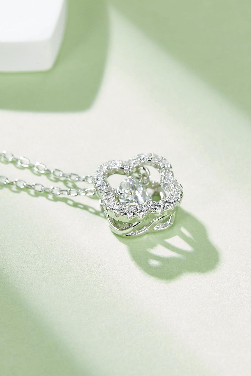 Moissanite Four Leaf Clover Pendant Necklace BLUE ZONE PLANET