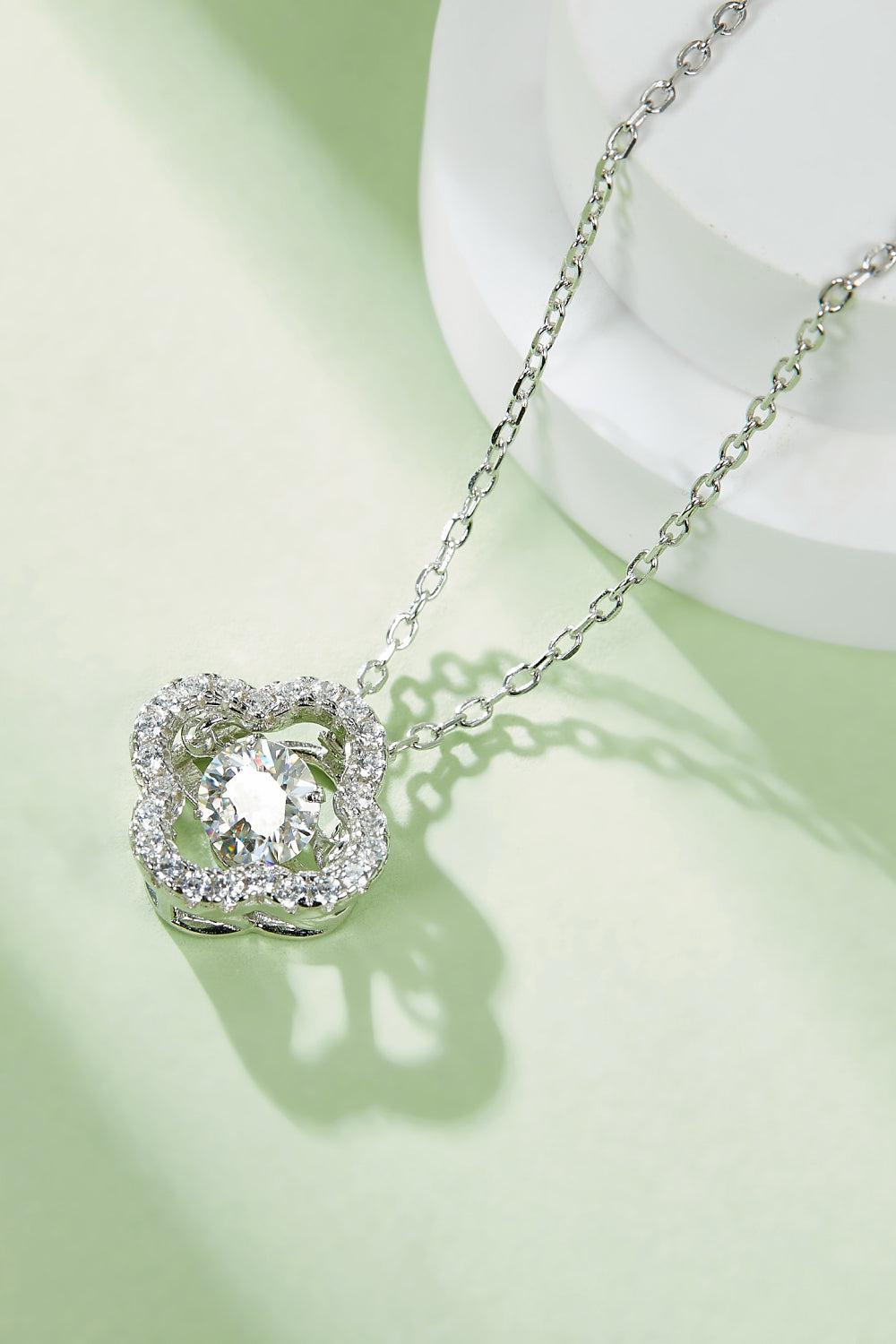 Moissanite Four Leaf Clover Pendant Necklace BLUE ZONE PLANET