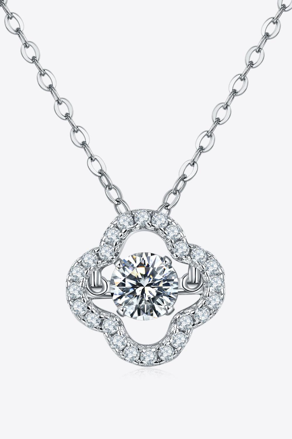 Moissanite Four Leaf Clover Pendant Necklace BLUE ZONE PLANET