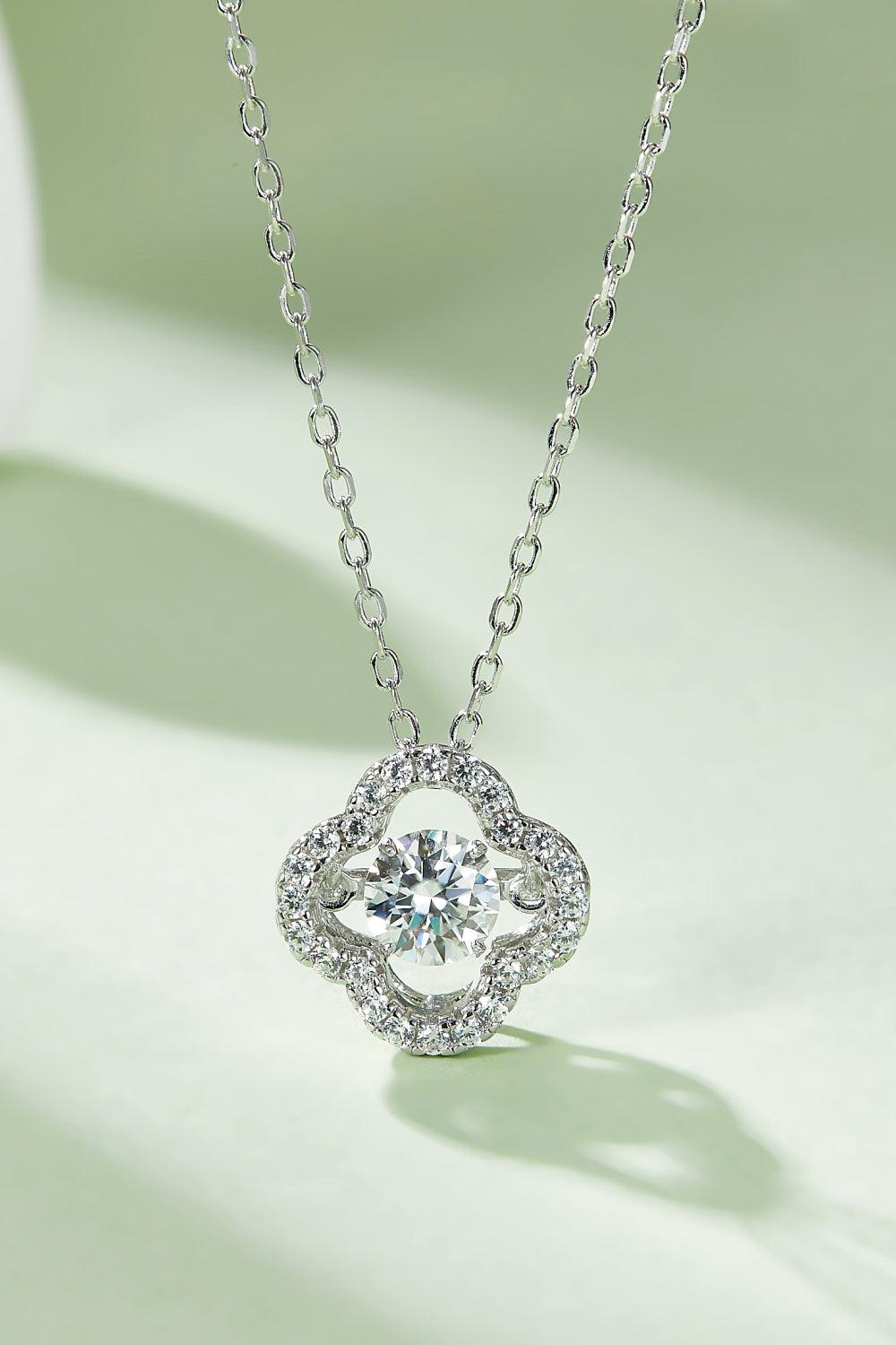Moissanite Four Leaf Clover Pendant Necklace BLUE ZONE PLANET