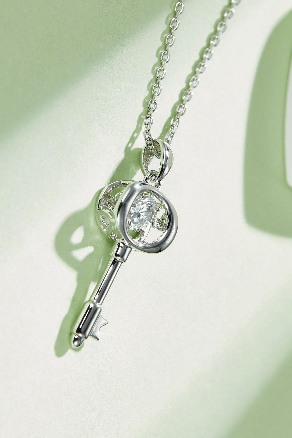 Moissanite Key Pendant Necklace BLUE ZONE PLANET