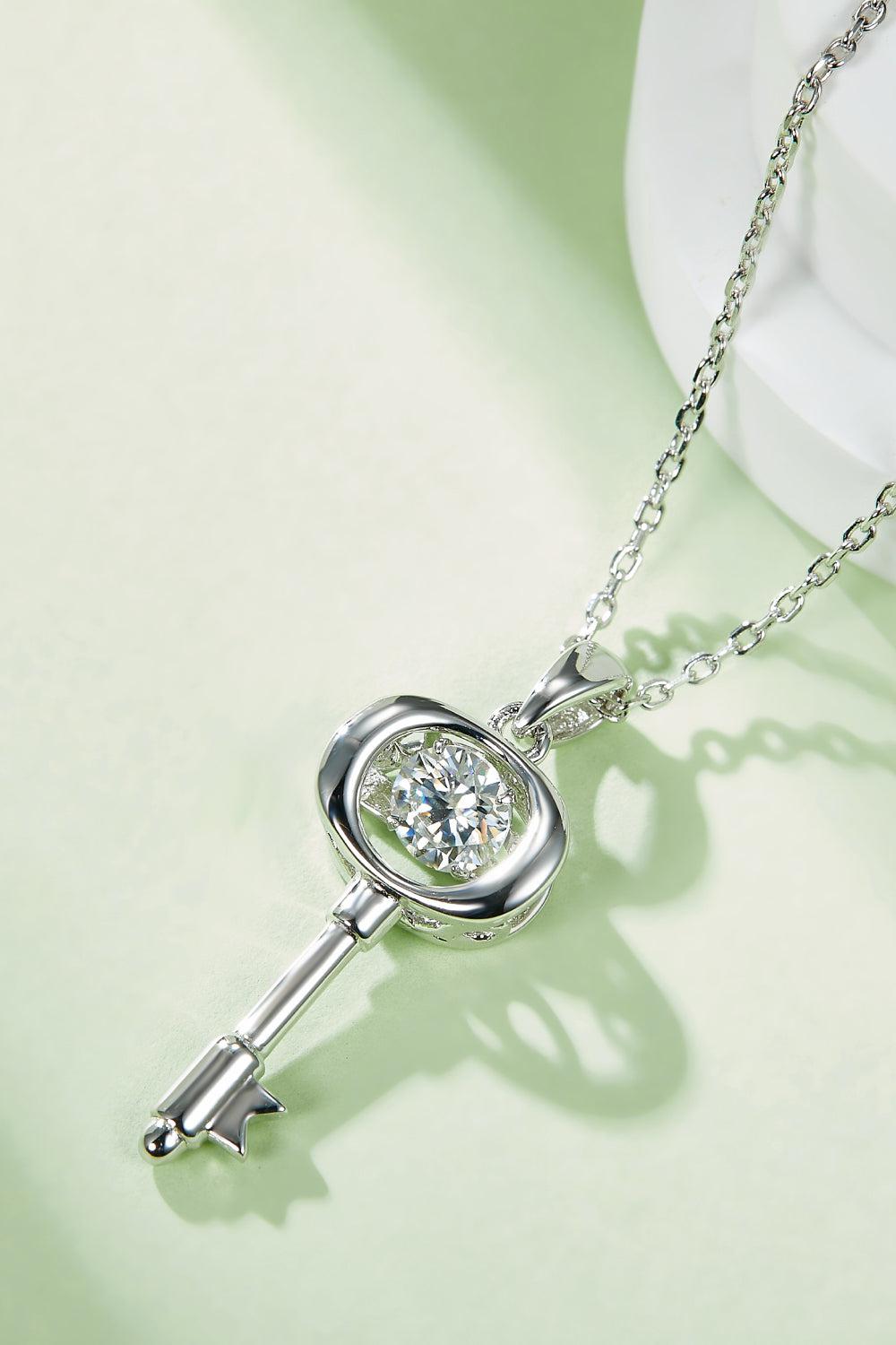 Moissanite Key Pendant Necklace BLUE ZONE PLANET