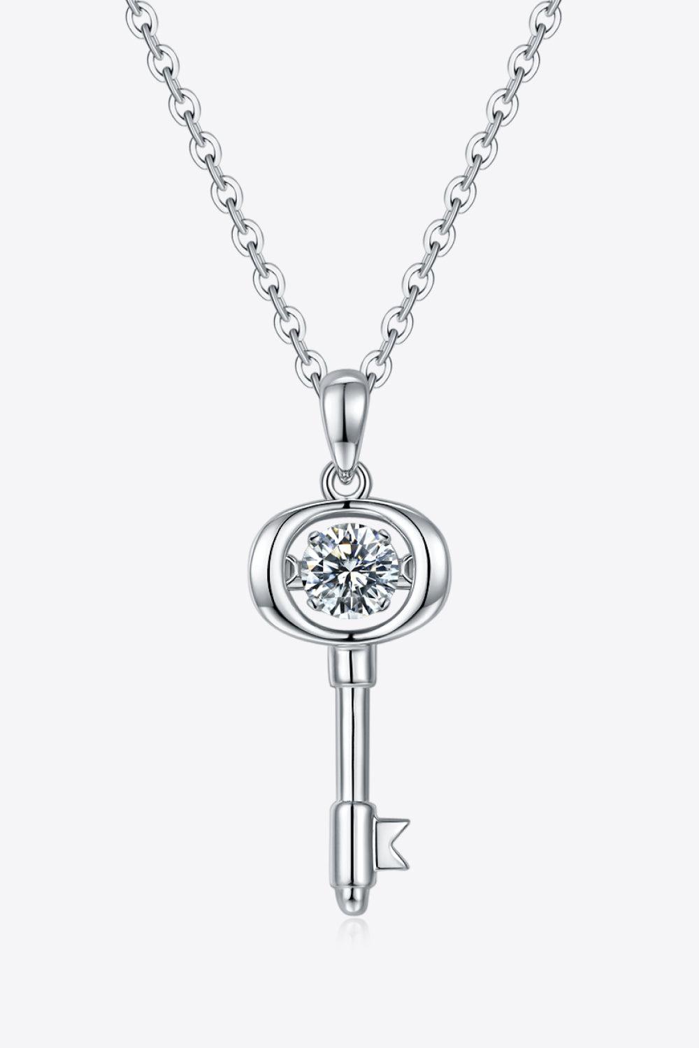 Moissanite Key Pendant Necklace BLUE ZONE PLANET