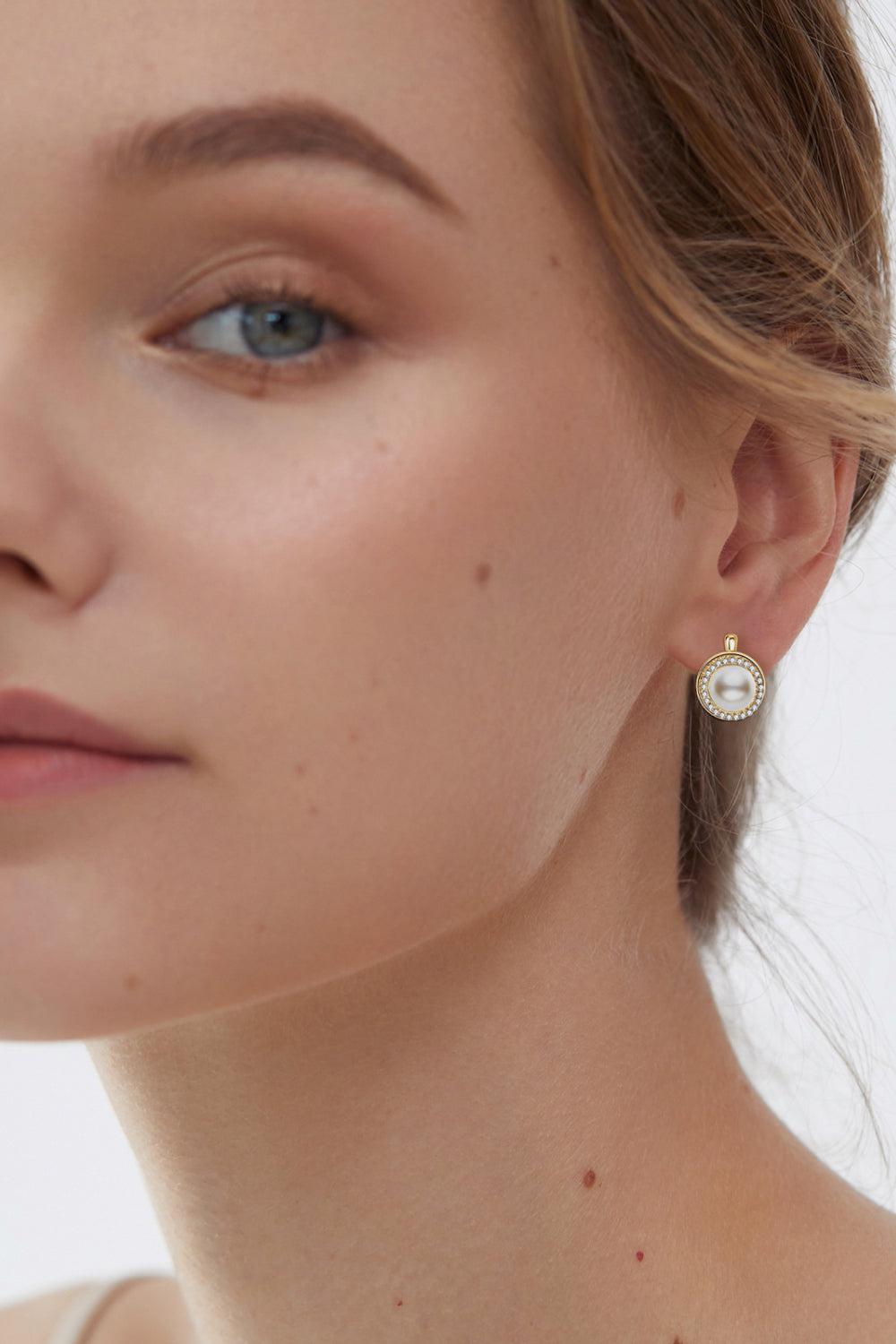 Moissanite Pearl 925 Sterling Silver Earrings BLUE ZONE PLANET
