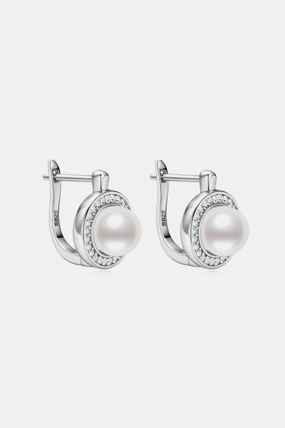 Moissanite Pearl 925 Sterling Silver Earrings BLUE ZONE PLANET