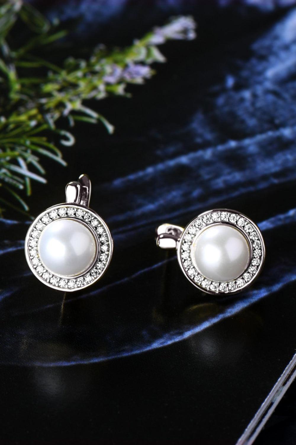 Moissanite Pearl 925 Sterling Silver Earrings BLUE ZONE PLANET