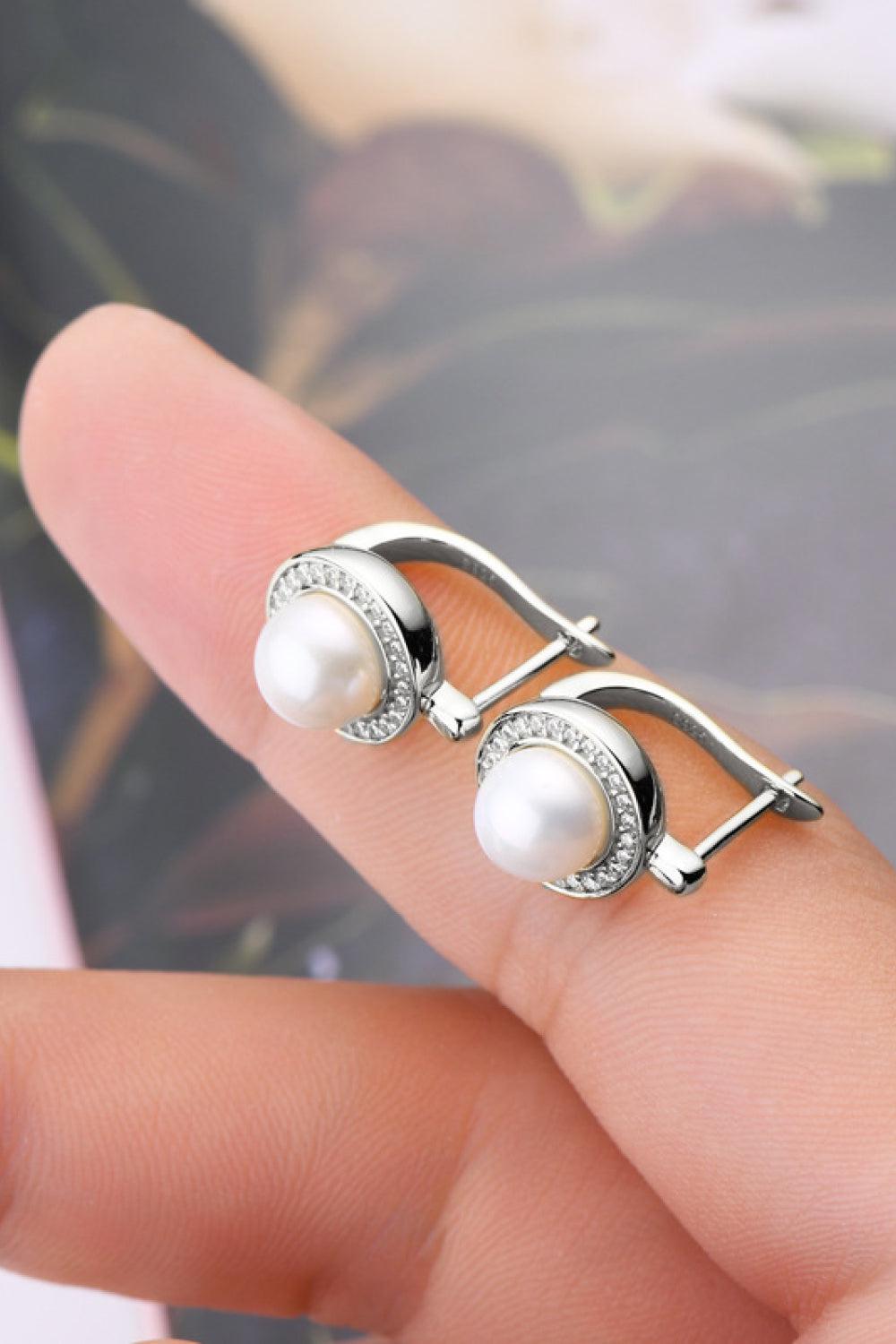 Moissanite Pearl 925 Sterling Silver Earrings BLUE ZONE PLANET