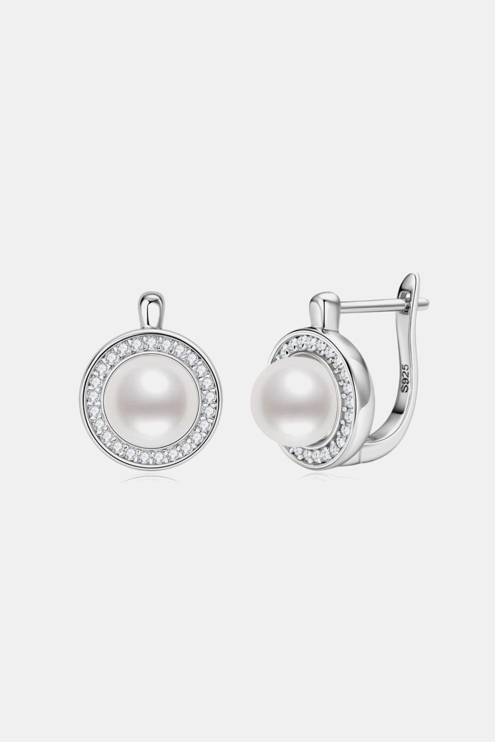Moissanite Pearl 925 Sterling Silver Earrings BLUE ZONE PLANET