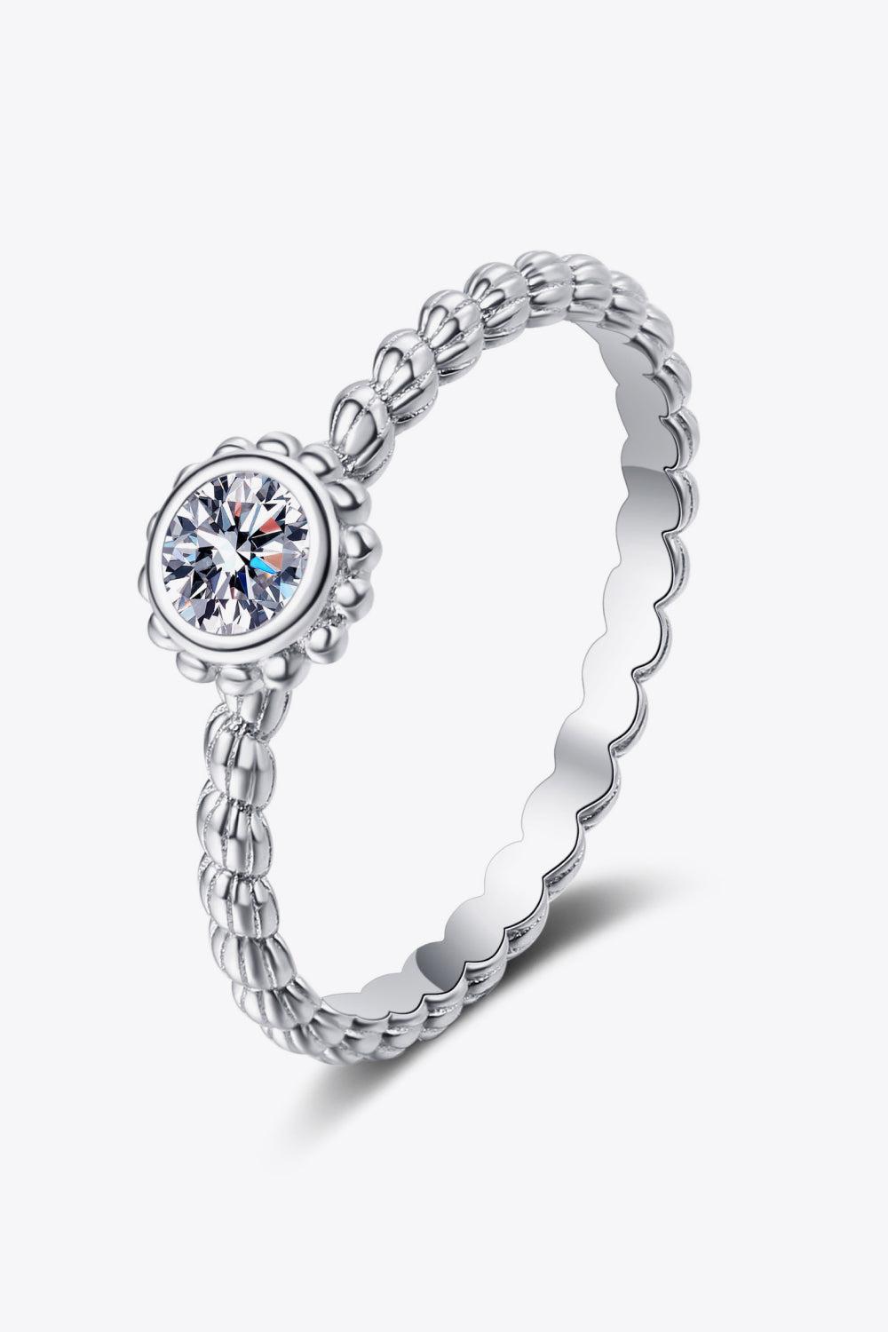 Moissanite Rhodium-Plated Ring BLUE ZONE PLANET