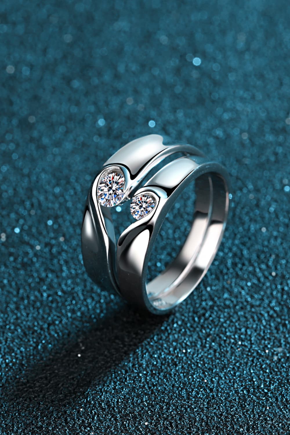 Moissanite Rhodium-Plated Ring BLUE ZONE PLANET