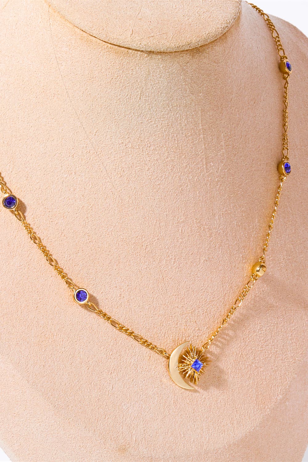 Moon & Star Shape Zircon Pendant Necklace BLUE ZONE PLANET