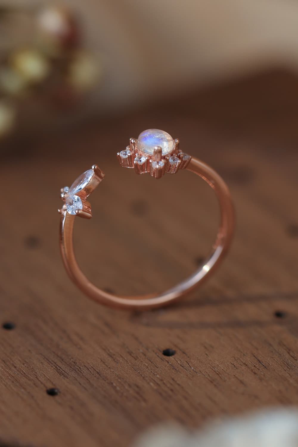 Moonstone 18K Rose Gold-Plated Open Ring BLUE ZONE PLANET