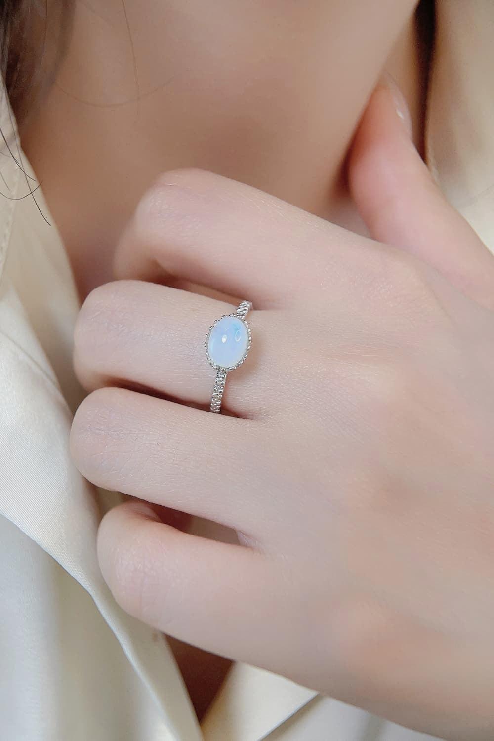 Moonstone 925 Sterling Silver Ring BLUE ZONE PLANET