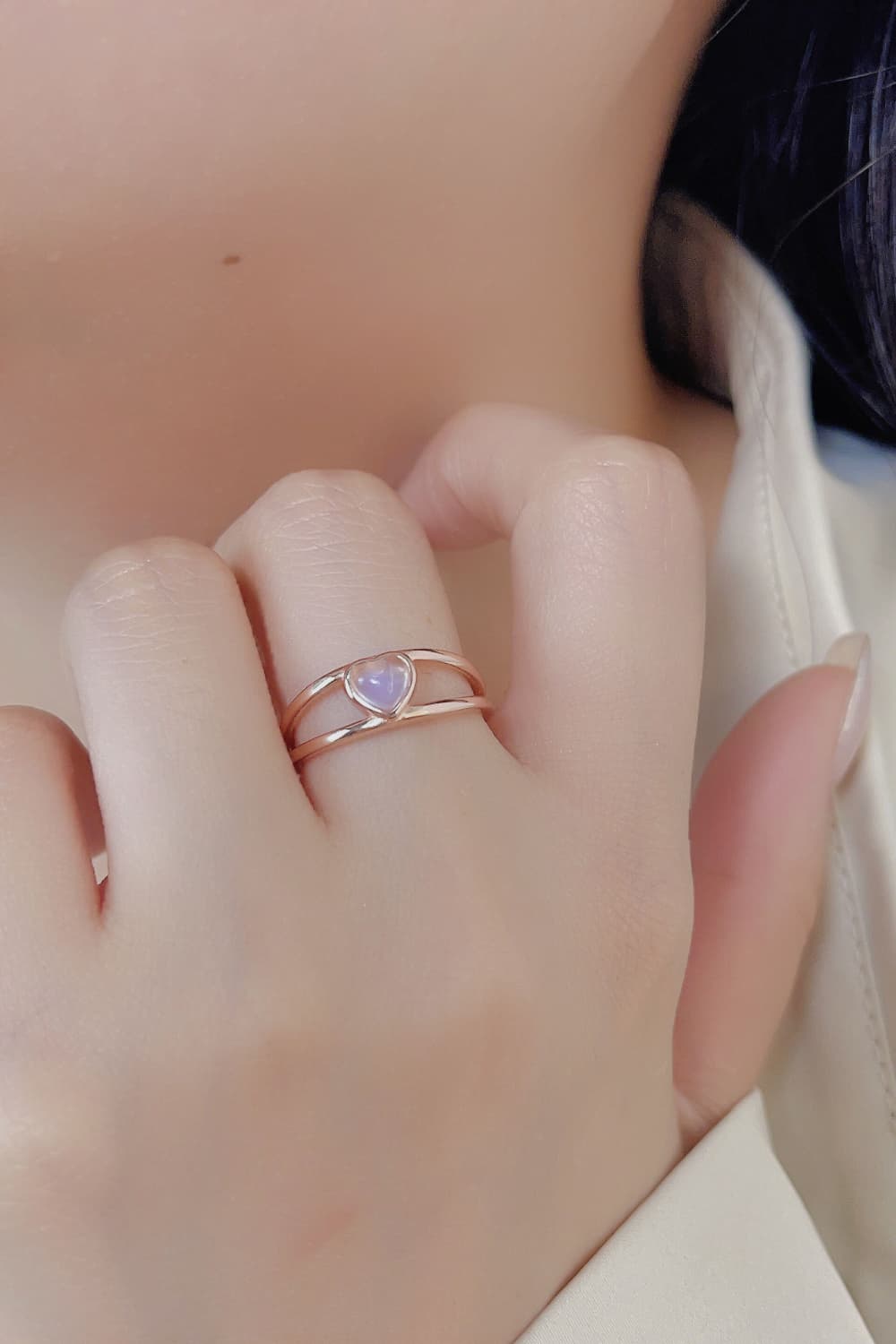 Moonstone Heart 925 Sterling Silver Ring BLUE ZONE PLANET